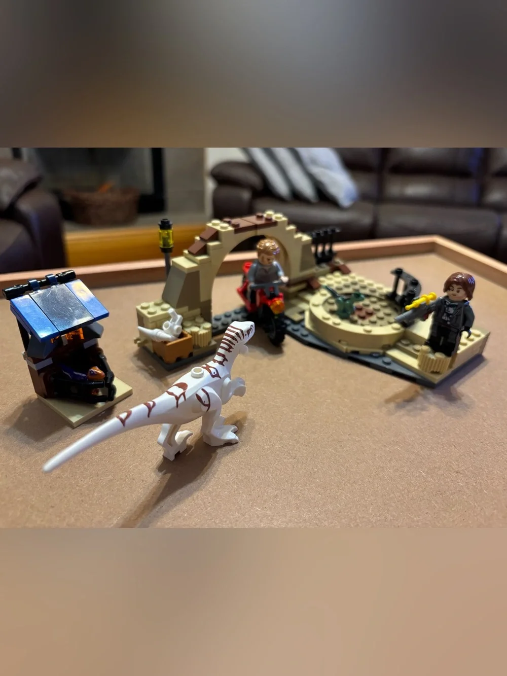 Complete LEGO Jurassic World 76945 Atrociraptor Dinosaur: Bike Chase set.